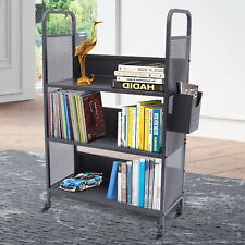 66 LB Library Cart Steel Mobile Book Storage Cart Shelf with 3 shelves Black NEW - Toronto - Canada