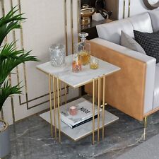 Double Tier Modern Square Marble Sofaside Table Storage Nesting Home Furniture - Mumbai - India