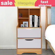 Bedroom End Side Bedside Table Nightstand Organizer with 2 Drawers Storage Wood - Toronto - Canada