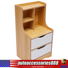 Bedroom End Side Bedside Table Nightstand Organizer with 2 Drawers Storage Wood - Toronto - Canada