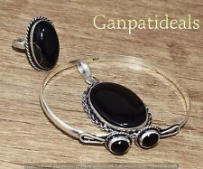 Black Onyx Mix Shape 3pcs Combo Set 925 Silver Plated Wholesale Lot Jewelry