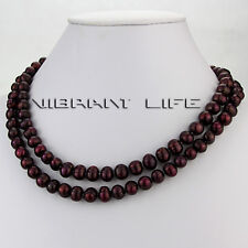 32 7-9mm Reddish Purple Freshwater Pearl Necklace Strand Jewelry"