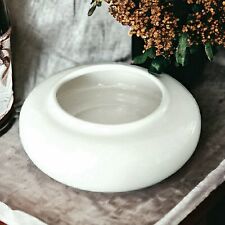 White Midcentury Modern Minimalist Ceramic Low Vase, Modern Rustic Portugal - Colorado Springs - US