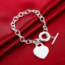 Fine 925 sterling Silver Charms Heart card Bracelets for Women fashion jewelry