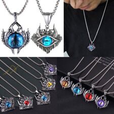 Retro Stainless Steel Evil Eye Skull Pendant Necklace Women Men Lucky Jewelry