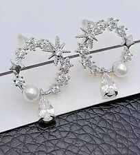 Fashion accessories silver plated dangle drop crystal jewelry earrings womens