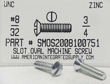 #8-32x3/4 Oval Head Slotted Machine Screws Steel Zinc Plated (50) - Detroit - US