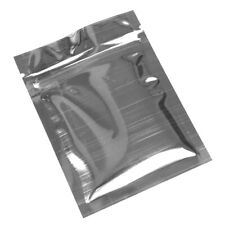 100pc Gloss Shiny Silver Both Sides Metallic Mylar Zip Lock Bags 10x15cm 4x6in