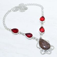 Cappuccino Jasper, Garnet Gemstone Silver Jewelry Necklace 18 NRJ15045"