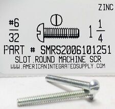 #6-32x1-1/4 Round Head Slotted Machine Screws Steel Zinc Plated (100) - Detroit - US