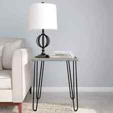 End Table with Hairpin Legs Woodgrain Look Gray - US