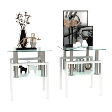 Set of 2 Modern Square Tempered Glass Coffee Tables, Living Room - Mumbai - India