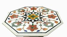 18'' white Marble Table Top center Coffee Antique lapis mosaic Inlay decor q6