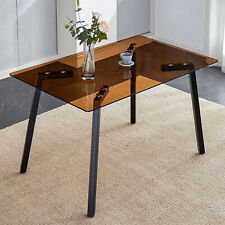 Modern minimalist style rectangular tea brown glass dining table,51*31.5"*29.5" - Mumbai - India"