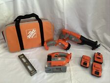 Home Depot Kids Power Tools Play Set Construction Case Bag 3 Batteries Lot