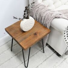 GREENAGE Minimalist Square Old Pine Wood End Table Rustic Surface Side Table - Mumbai - India