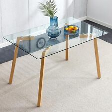 Glass Dining Table Modern Minimalist Rectangle, 0.31 51transparent+wood - Mumbai - India"