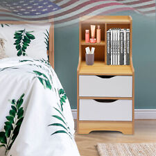 Bedroom End Side Bedside Table Nightstand Organizer with 2 Drawers Storage Wood - Toronto - Canada