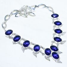 Blue Sapphire Gemstone Handmade Silver Jewelry Necklace 18 NSL4911"