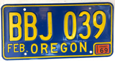 Vintage 1969 Oregon Auto License Plate Tag Garage Auto Wall Decor Collector