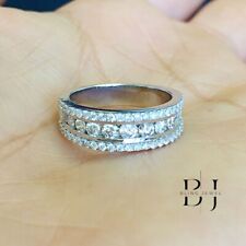 Solid 14K White Gold 2.50 CT Round Cut Genuine Moissanite Eternity Wedding Band