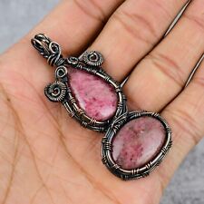 Glorious Pink Thulite Gemstone Pure Copper Wire Wrap Handmade Pendant Jewelry