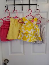 Lot X4 Carter's Infant Girl Summer Tops & One-Piece Leopard Dress Size 3 Mos.