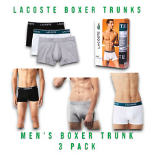 Lacoste Mens Underwear Boxer Trunks Brand Name Waist Pattern 3 Pack Sz Small _A1