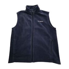 Columbia Sleeveless Full Zip Fleece Vest Blue Pockets Stitch Logo Mens Large