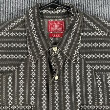 Lucky Brand Dungarees American Mens Large Geometric Long Sleeve Pearl Snap Shirt