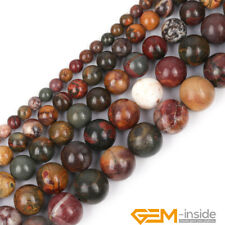 Natural Picasso Jasper Gemstone Round Loose Beads For Jewelry Making 15 4/6/8mm"