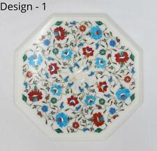 18'' white Marble table Top center corner pietra Dura inlay decor antique l4