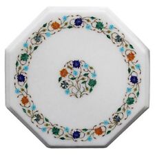 white 12 Marble side Table Top Inlay art Pietra dura Floral inlay Home Decor"