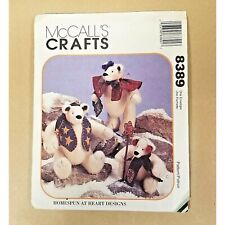 McCalls Craft Pattern 8389 Three Snow Bearies Stuffed Bears & Accessories 1996