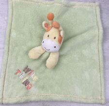 Baby Gear Security Blanket Lovey Green Plush Giraffe Wild Thing" Embroidered"