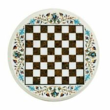 18 marble chess table top center inlay pietra dura malachite room decor c16"