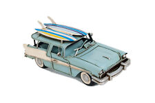 Blue 1956 Chevrolet Wagon Metal Model 12 w/ Surfboards Automobile Surfing Decor"
