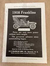 1908 model Franklin automotive ad 1907 original vintage 1900s decor home art car