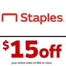 Staples $15 off $60 Online Order Only Expires 7/15/2024 Excludes Technology