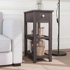 End Table 3 Tier w/Drawer & Shelves Narrow Side Table Bedside Nightstand 36 - Hacienda Heights - US