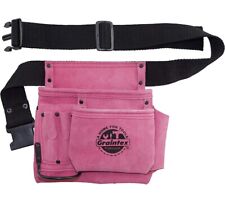 Graintex SS2081 5 Pocket Nail & Tool Pouch - Pink Suede Leather With 2” Belt