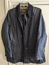 Barbour BEADNELL Jacket Women's Size 10 USA UK 14 Navy Blue Waxed Cotton Tartan