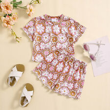 New Born Baby Items Toddler Girls Summer Short Sleeve Floral Prints Tops And