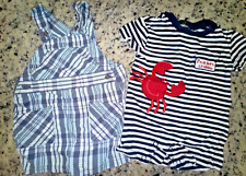 Baby Boys Infants 0-3 Months Lot of Two Items ~ Crab Romper & Plaid Bib Overalls