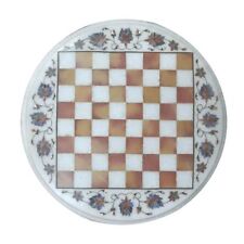 12 Semi Precious Stone Handmade Inlay Marble Chess Game Table Top"