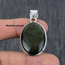 Obsidian Gemstone 925 Sterling Silver Handmade Birthday Pendant Jewelry ME-05