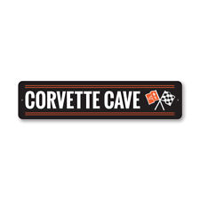 Corvette Cave Chevy Metal Sign Chevrolet Automotive Car Man Cave Sports