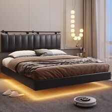 Full Floating Bed Frame with Led Lights and Wall Mounted Headboard, Platform Bed - Mumbai - India