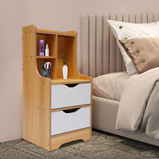 Bedroom End Side Bedside Table Nightstand Organizer with 2 Drawers Storage Wood - Mumbai - India