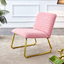 Modern minimalist pink plush fabric single person sofa chair with golden metal - Mumbai - India